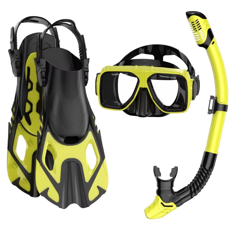 Freediving Mask Set - Professional 3-Piece Snorkel Diving Kit Silicone