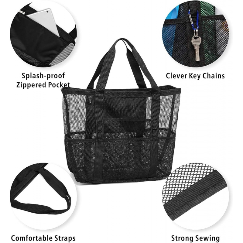 Oversized Mesh Beach Bag With  - Dry Bag Roll Top review and price